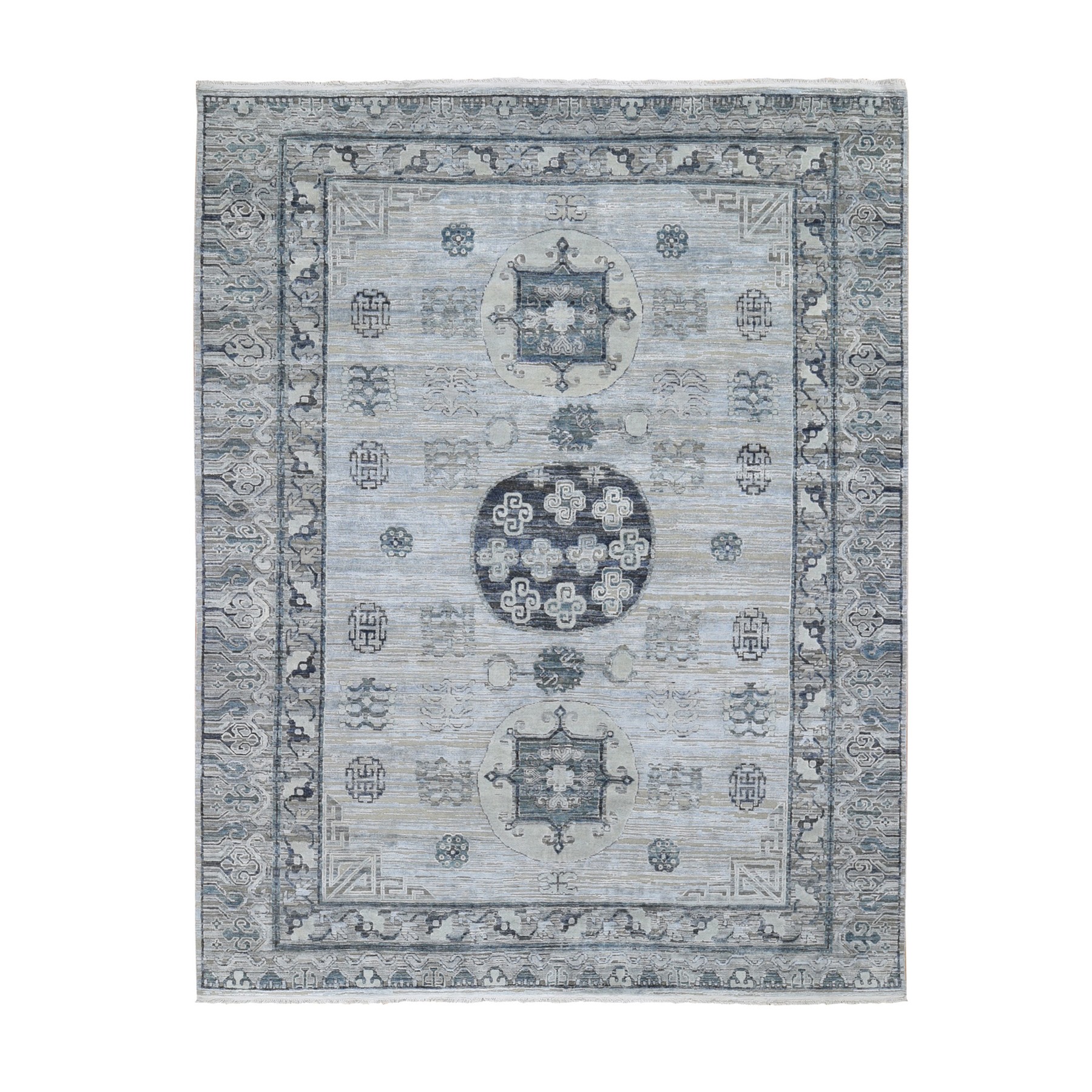 Transitional Silk Hand-Knotted Area Rug 7'9